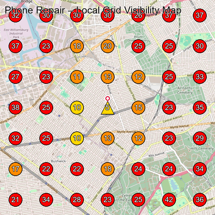 Phone Repair GeoGrid visibility map for Appliance Repair Service in Glendale